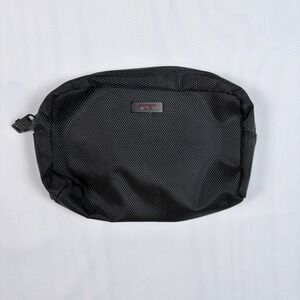 Tumi For Delta Black Mesh Travel Toiletry Bag Zipper Pouch 6.5"
